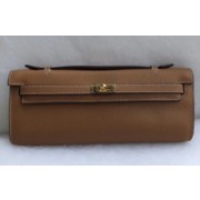 Fake Hermes Kelly 31cm Wallet Handstitched, Fuschia Brown 5J RS07574