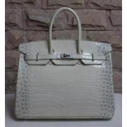 Hermes Matte Alligator Crocodile Birkin 30cm Gold Hardware Handstitched, Blanc RS12257