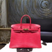 Hermes Matte Alligator Crocodile Birkin 35cm Gold Hardware Handstitched, Bougainvillier A5 RS08555