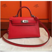 Hermes Red Swift Kelly Mini II 20cm Handmade Bags RS23469