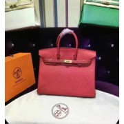 Imitation Hermes Birkin 25cm Lizard Skin Original Leather Bag Handstitched, Fuschia Pink 5J RS14925