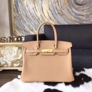 Knockoff Best Hermes Birkin 30/35cm Togo Calfskin Bag Handstitched Gold Hardware, Tabac Camel CK24 RS20994