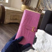 Knockoff Hermes Bearn Wallet Matte Alligator Crocodile Gold Hardware Handstitched, Violet 5C RS05760