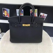 Luxury Hermes Birkin Ghillies 30cm Togo/Swift Calfskin Bag Handstitched, Noir CK89 RS01850