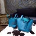 AAA Imitation Hermes Picotin Lock Bag 18cm/22cm Taurillon Clemence Palladium Hardware Handstitched, Blue Izmir 7W RS04803