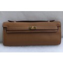 Fake Hermes Kelly 31cm Wallet Handstitched, Fuschia Brown 5J RS07574