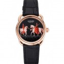 HERMES CLASSIC CROCO LEATHER STRAP BLACK DIAL RS23232