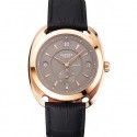 Hermes Dressage Light Brown Dial Rose Gold Case Black Leather Strap RS23233