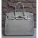 Hermes Matte Alligator Crocodile Birkin 30cm Gold Hardware Handstitched, Blanc RS12257