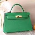Hermes Bamboo Epsom Kelly Mini II 20cm Handmade Bags RS23457
