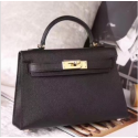 Hermes Black Epsom Kelly Mini II 20cm Handmade Bags RS23471
