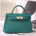 Hermes Malachite Epsom Kelly Mini II 20cm Handmade Bags RS23477