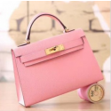 Hermes Pink Epsom Kelly Mini II 20cm Handmade Bags RS23463