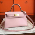Hermes Rose Dragee Swift Kelly Mini II 20cm Handmade Bags RS23480