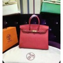 Imitation Hermes Birkin 25cm Lizard Skin Original Leather Bag Handstitched, Fuschia Pink 5J RS14925