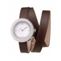 Imitation Top Hermes Classic MOP Dial Brown Elongated Leather Strap RS23243