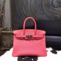 Knockoff Hermes Birkin 30cm Togo Calfskin Bag Handstitched Palladium Hardware, Rose Lipstick U5 RS03148
