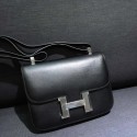 Knockoff Hermes Constance 23cm Box Calfskin Original Leather Hand Stitched Palladium Hardware, Noir Black RS16308