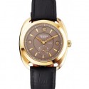KNOCKOFF HERMES DRESSAGE GRAY DIAL GOLD CASE BLACK LEATHER STRAP RS23241