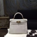 Knockoff Hermes Kelly 28cm Taurillon Clemence Bag Handstitched Gold Hardware, Pearl Grey CK80 RS18934