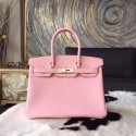 Knockoff Luxury Hermes Birkin 30cm Taurillon Clemence Bag Handstitched Palladium Hardware, Rose Sakura 3Q RS21915