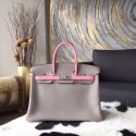 Replica Hermes Horseshoe Birkin 35cm Togo Calfskin Bag Handstitched Palladium Hardware, Pink 5P/Graphite RS04694