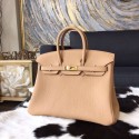 Sale 1:1 Hermes Birkin 25cm Togo Calfskin Bag Handstitched Gold Hardware, Tabac Camel CK24 RS02325