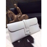 AAA Hermes Jige Elan Clutch 29cm Epsom Calfskin Handstitched, White RS05280