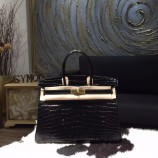 AAA Hermes Shiny Alligator Crocodile Birkin 35cm Gold Hardware Handstitched, Noir Black RS02677