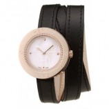 HERMES CLASSIC MOP DIAL BLACK ELONGATED LEATHER STRAP RS23247