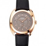 Hermes Dressage Light Brown Dial Rose Gold Case Black Leather Strap RS23233