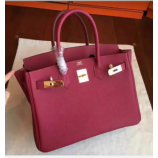 Hermes Birkin 25cm Leather Bag Handstitched Gold Hardware, Rouge Casaque Q5/Blue Thalassa 7A Interior RS19257