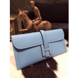Hermes Jige Elan Clutch 29cm Epsom Calfskin Handstitched, Celeste 7N RS02770