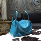 Hermes Lindy 26cm/30cm Taurillon Clemence Calfskin Bag Handstitched, Blue Izmir 7W RS11764