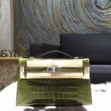 Hermes Mini Kelly Pochette 22cm Alligator Palladium Hardware, Vert Veronese 6H RS10470