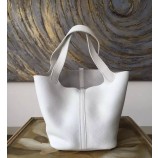 Hermes Picotin Lock Bag 18cm/22cm Taurillon Clemence Palladium Hardware Hand Stitched, Blanc CK01 RS15921