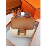Hermes Constance 19cm Epsom Calfskin Original Leather Handstitched Palladium Hardware, Brown CK93 RS034221