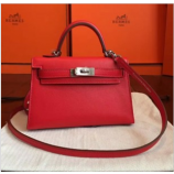 Hermes Red Swift Kelly Mini II 20cm Handmade Bags RS23469