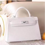 Hermes White Epsom Kelly Mini II 20cm Handmade Bags RS23467