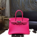 Knockoff Hermes Birkin 30cm Epsom Calfskin Bag Handstitched Palladium Hardware, Rose Tyrien E5 RS00141
