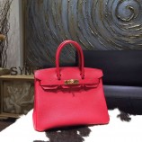 Knockoff Hermes Birkin 30cm Togo Calfskin Bag Handstitched Gold Hardware, Rouge Piovine 2R RS19753
