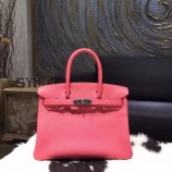 Knockoff Hermes Birkin 30cm Togo Calfskin Bag Handstitched Palladium Hardware, Rose Lipstick U5 RS03148