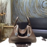 Knockoff Hermes Lindy 30cm Taurillon Clemence Calfskin Bag Handstitched, Chocolat CK47 RS10310
