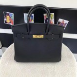 Luxury Hermes Birkin Ghillies 30cm Togo/Swift Calfskin Bag Handstitched, Noir CK89 RS01850