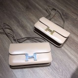 Replica Hermes Constance Elan 26cm Tedelakt Calfskin Leather Bag Handstitched Palladium/Gold Hardware, Argile 1F RS17599
