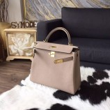 Replica Hermes Kelly 25cm Togo Calfskin Bag Handstitched Gold Hardware, Gris Tourterelle CK81 RS21052