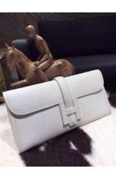 AAA Hermes Jige Elan Clutch 29cm Epsom Calfskin Handstitched, White RS05280