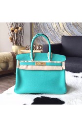 Best Hermes Birkin 30cm Togo Calfskin Bag Handstitched Gold Hardware, Lagoon 7V RS12398