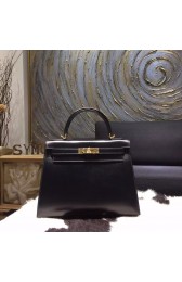 Best Replica Hermes Kelly 28cm Box Calfskin Sellier Rigide Bag Handstitched Gold Hardware, Noir RS15928