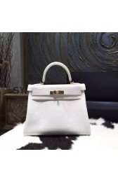 Cheap Hermes Kelly 28cm Togo Calfskin Bag Handstitched Gold Hardware, Blanc RS07383